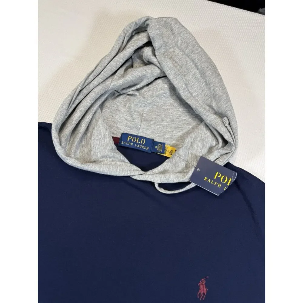 Polo Ralph Lauren Hooded Long Sleeve Shirt Mens M Colorblock Navy Green Red NWT - Picture 2 of 6